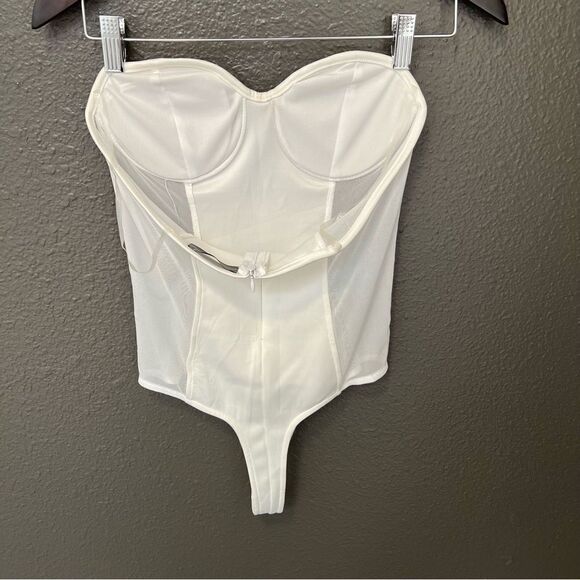 NWOT Revolve x Superdown Mesh Bustier Bodysuit in Ivory | Size M - Picture 5 of 12